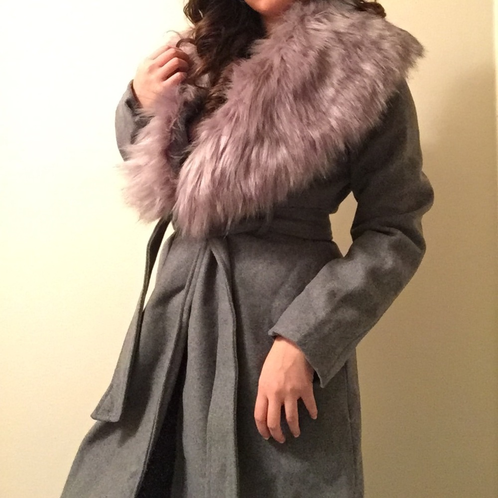 Brave Soul London Gray Faux Fur Coat